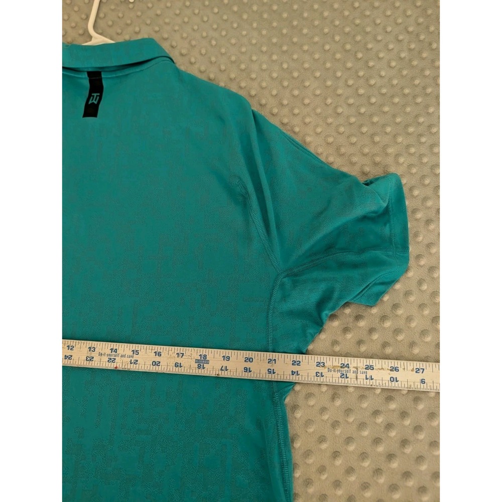 Tiger Woods Collection Nike Dri-Fit Polo Shirt Men's Large Teal Geo Jacquard - Picture 11 of 13